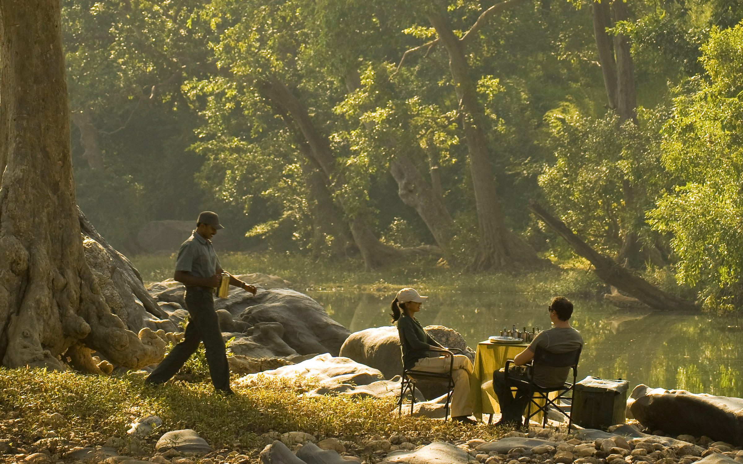 Tea by the river - Luxury India Tiger Safari