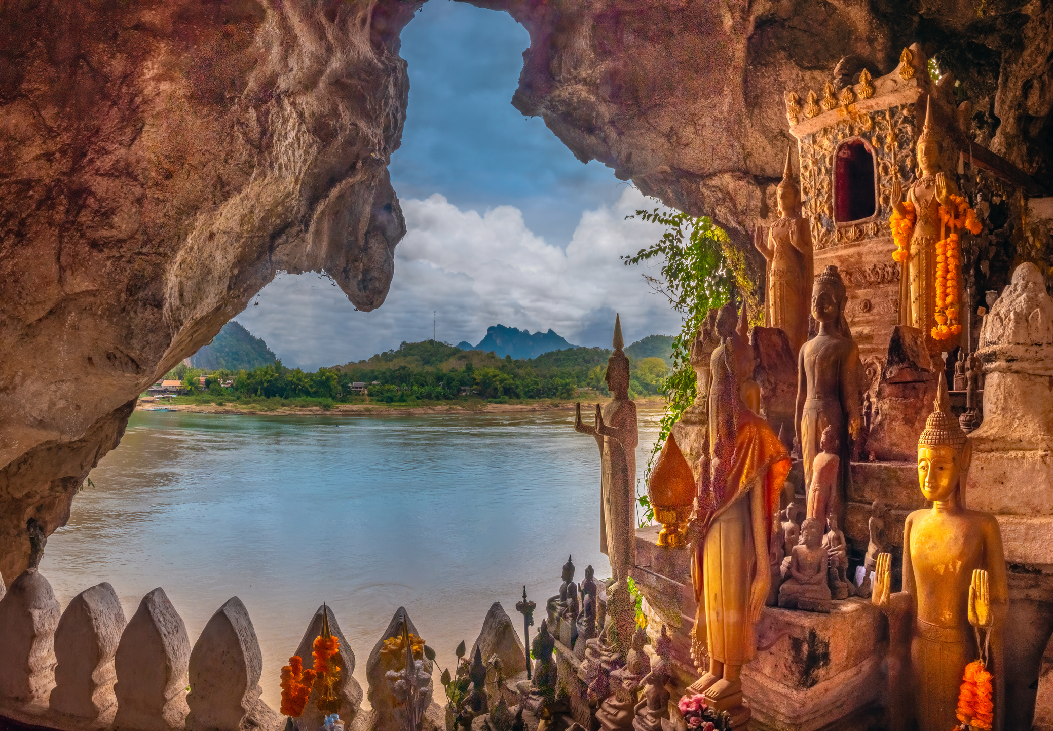 Luxury Laos Mekong River Cruise Mekong River Cruise Small Boat Ker & Downey World Travel Pak Ou Caves HERO