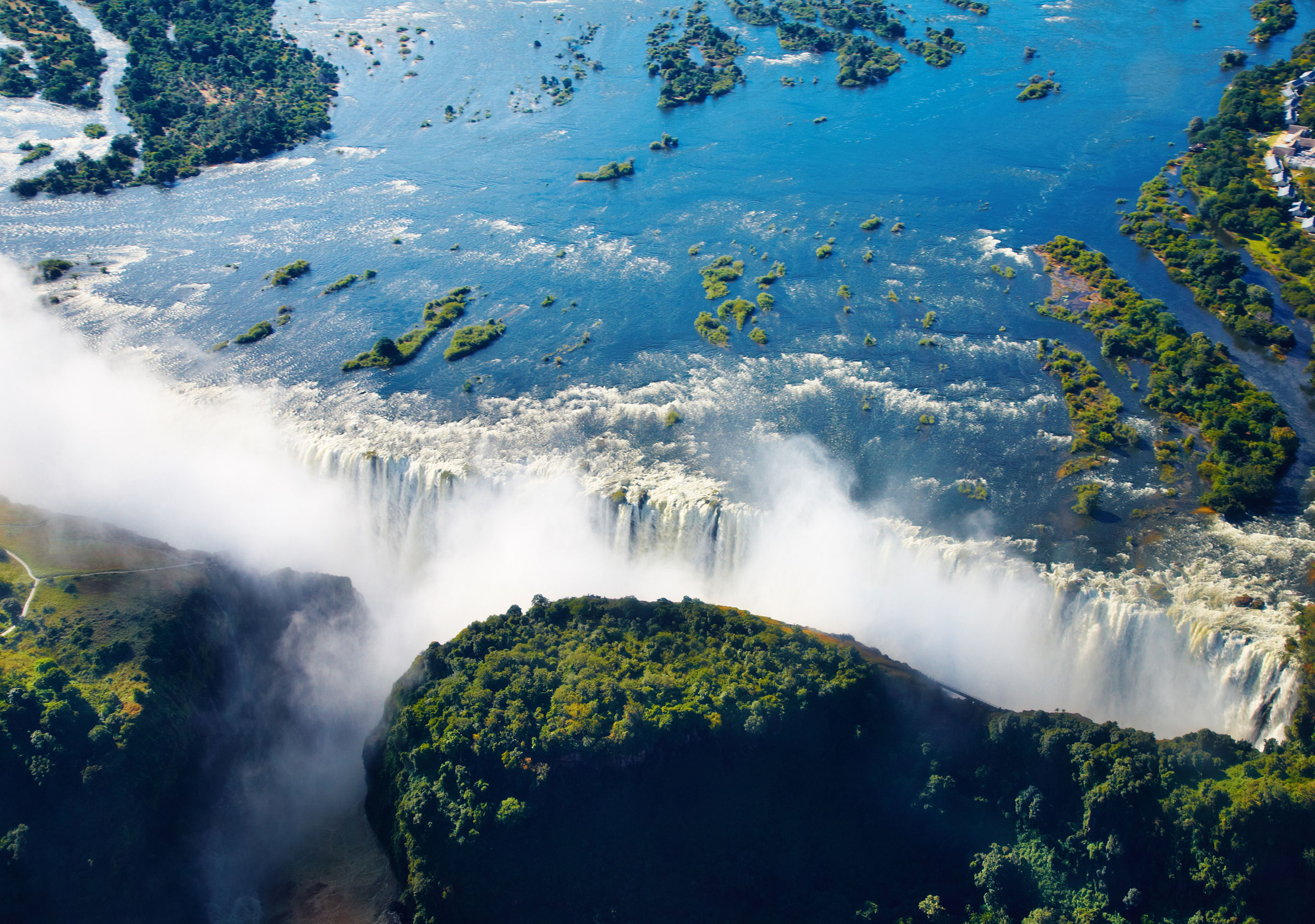 helicopter over Victoria Falls