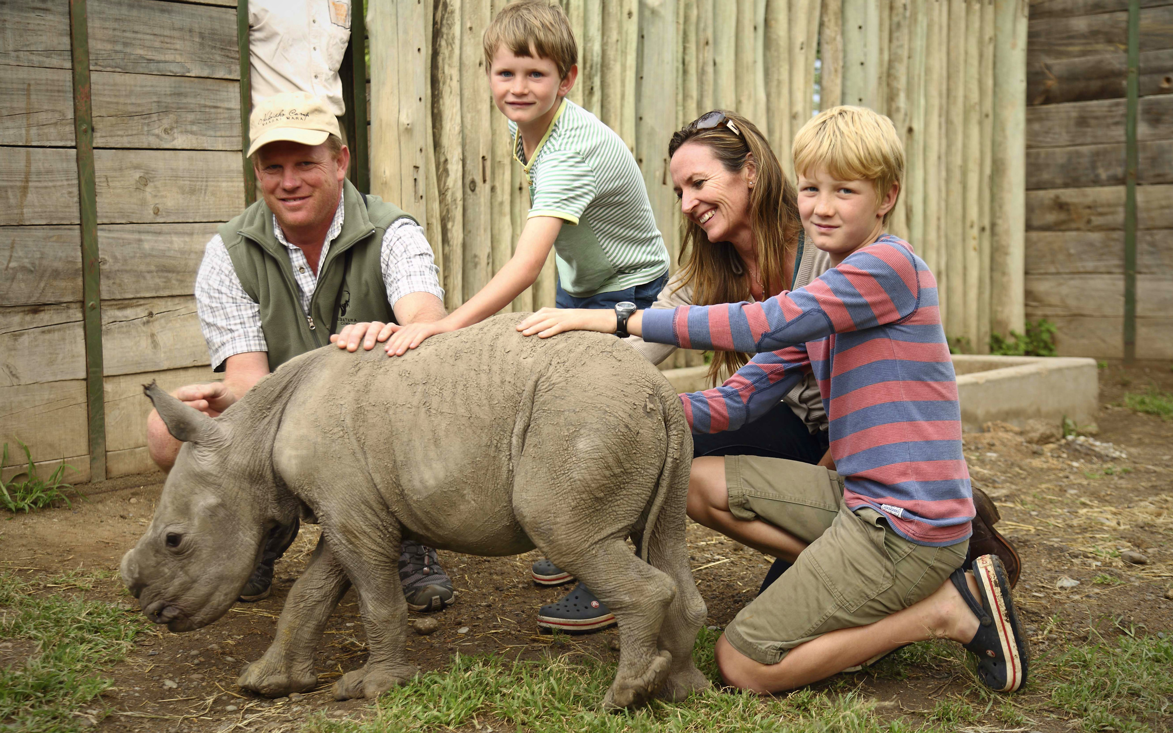Baby rhino and kids on a Kenya Family Safari