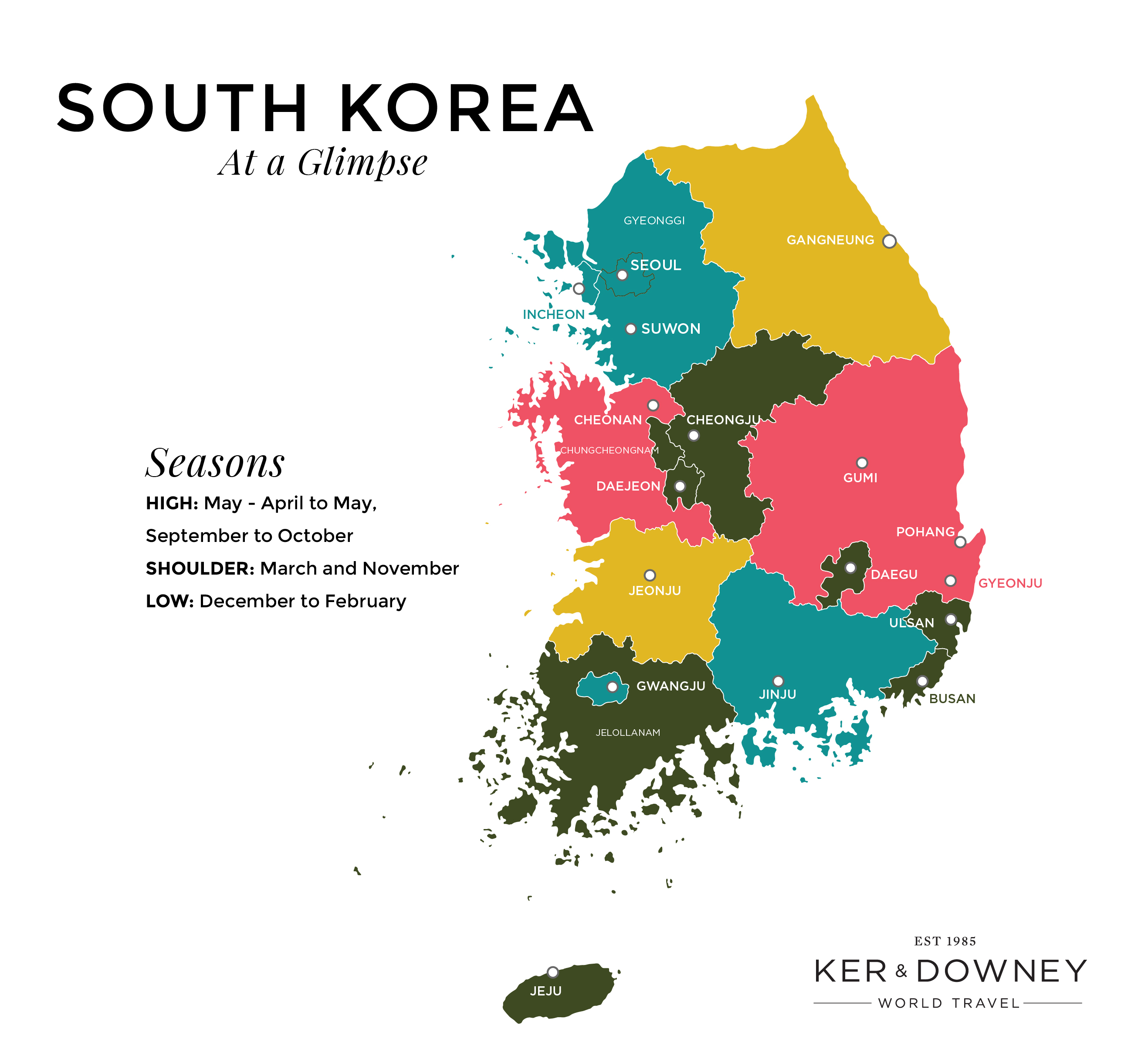 South Korea Region Map - Ker & Downey World Travel