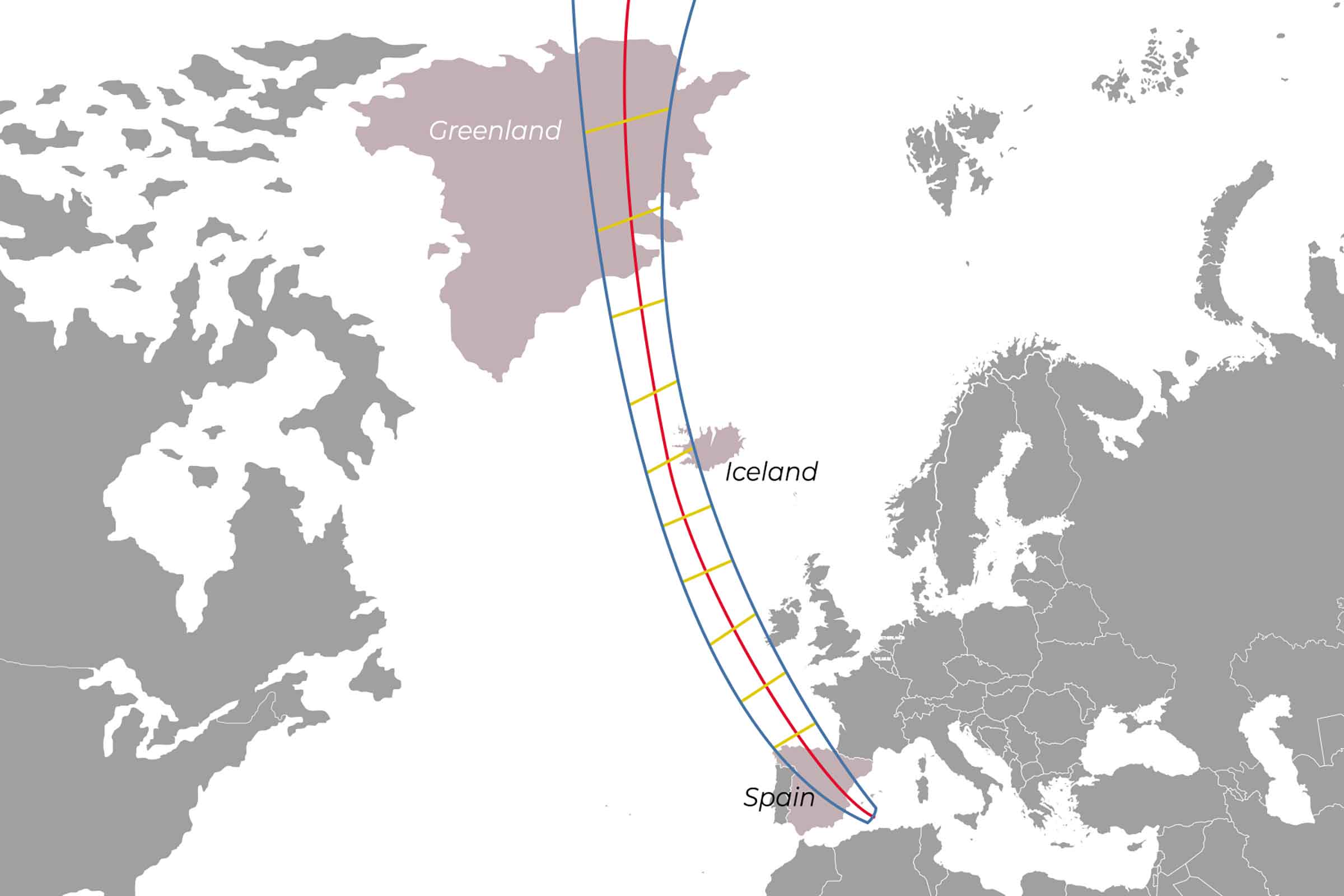 total solar eclipse 2026 map​ Greenland Iceland Spain eclipse locations