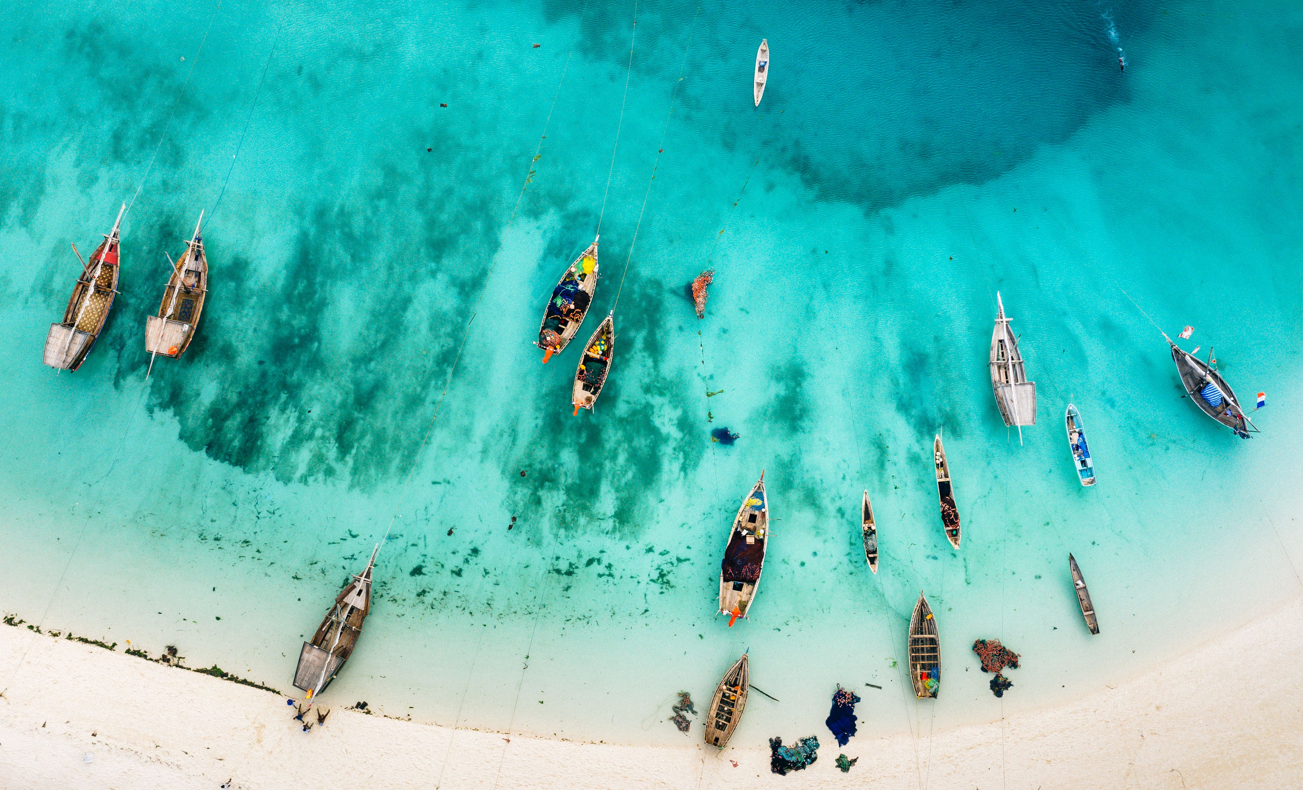 Island Life Zanzibar Boats Aerial View